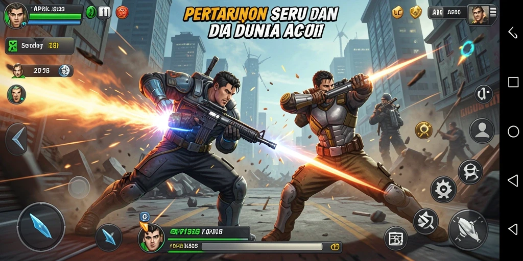 Screenshot menunjukkan aksi cepat dan karakter yang dinamis dalam API36.
