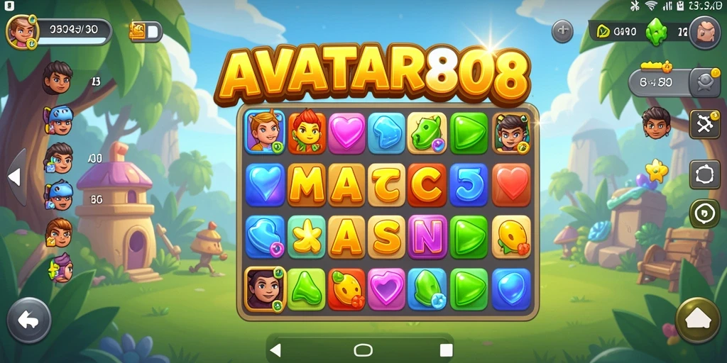 Tangkapan layar menampilkan gameplay Match-3 yang menarik dan penuh warna.