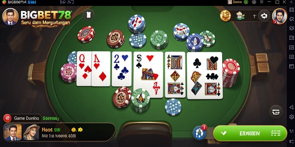Screenshot permainan BIGBET78 menampilkan aksi seru Domino.