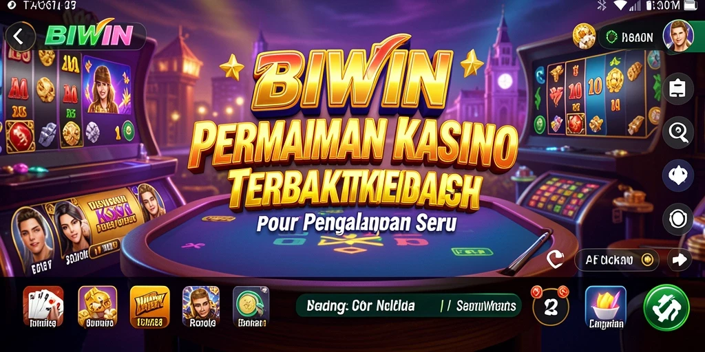 Screenshot BIWIN menampilkan antarmuka permainan Kasino yang menarik dan interaktif.