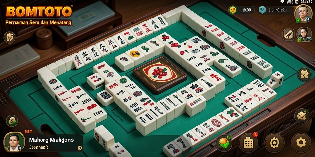 Screenshot menunjukkan gameplay mahjong BOMTOTO yang mengasyikkan.