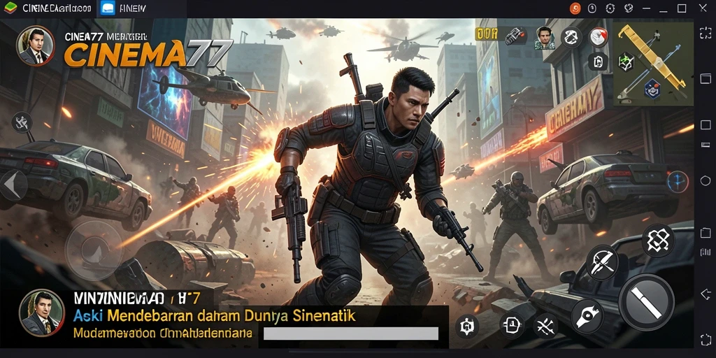 Screenshot gameplay <strong>CINEMA77</strong> yang menunjukkan aksi intens dan grafis memukau.