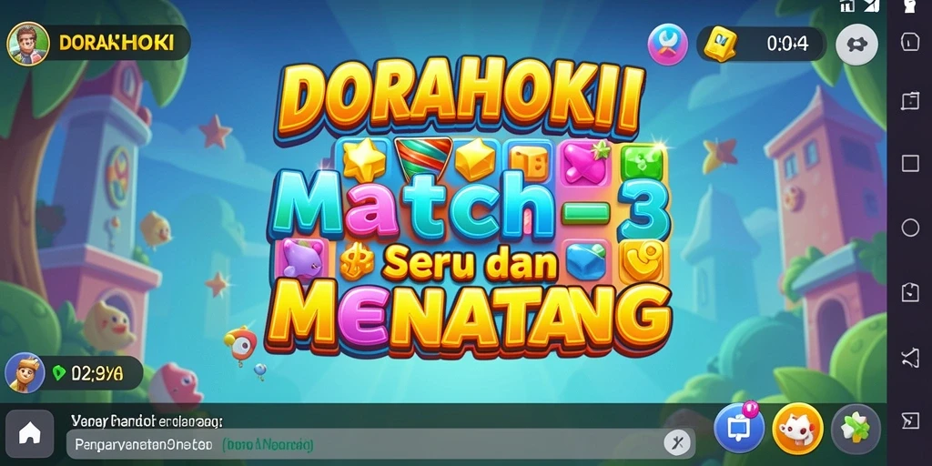Screenshot gameplay DORAHOKI menampilkan aksi Match-3 yang seru dan mengasyikkan.