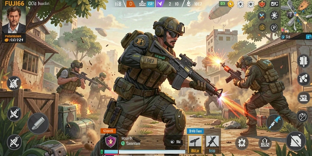 Screenshot gameplay FUJI66 yang menggambarkan pertarungan seru Battle Royale.