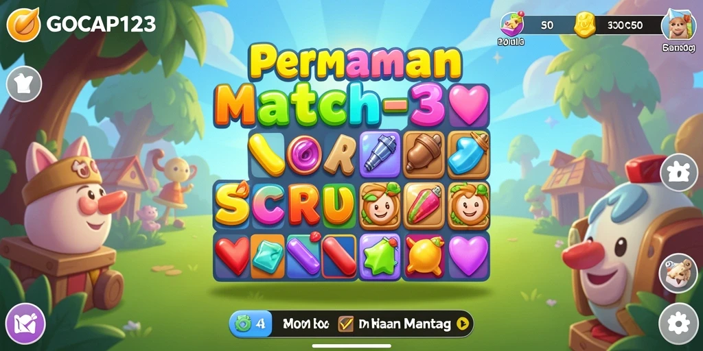 Tampilan gameplay seru GOCAP123 dengan kombinasi warna-warni.