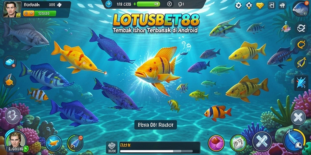 Screenshot LOTUSBET88 menampilkan aksi seru menembak ikan.