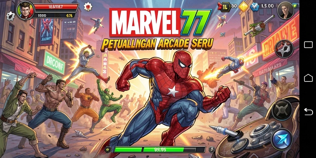 Gameplay seru dalam MARVEL77 menampilkan karakter dan level yang menantang.