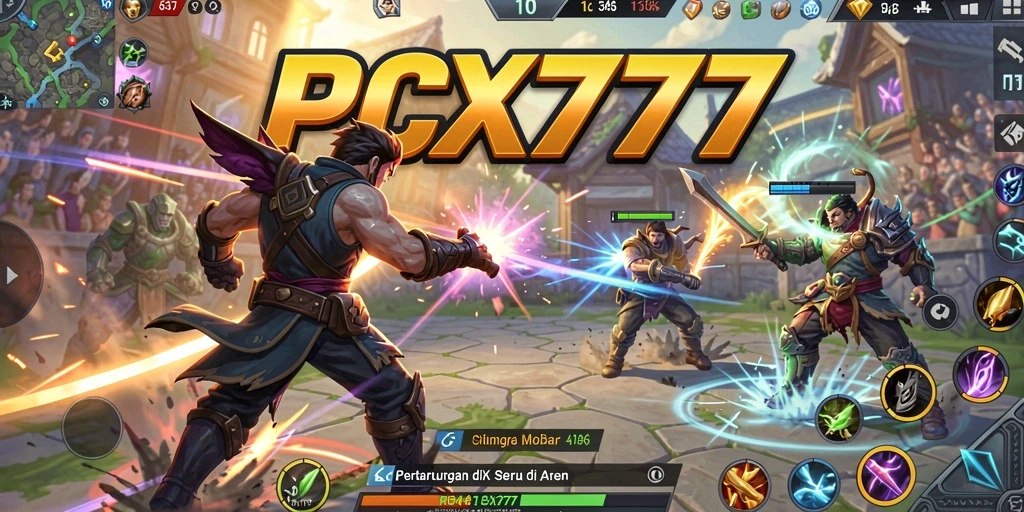 Gameplay seru dalam pertandingan MOBA di PCX777.