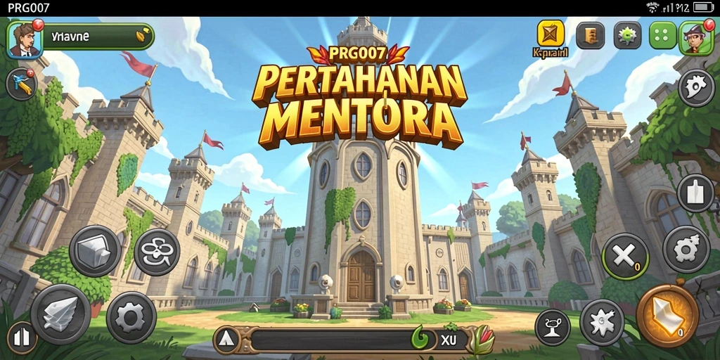 Tangkapan layar gameplay PRG007 yang menunjukkan pertahanan menara yang intens.