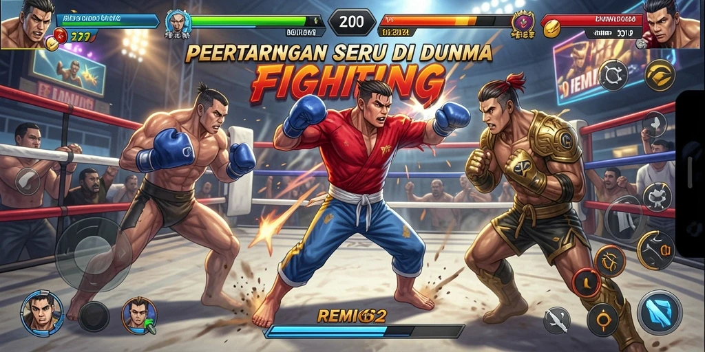Screenshot gameplay <strong>REMI62</strong> menampilkan pertarungan intens dan grafis yang mengesankan.