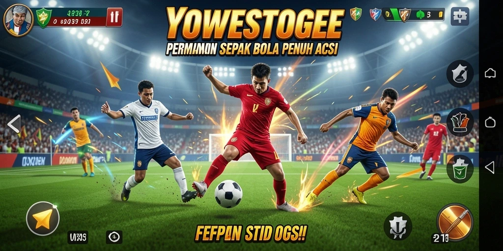 Tampilan gameplay seru dari YOWESTOGEL di pertandingan sepak bola.